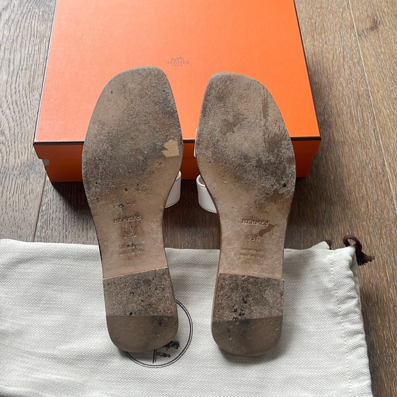 Hermes Oran Sandal Blanc White Size 39.5 with box and all original packaging - Picture 9 of 12